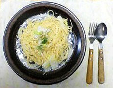 白菜とホタテのクリームパスタ
