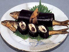 子持鮎の昆布巻き