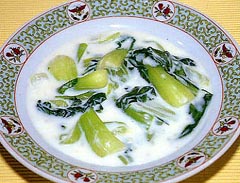 チンゲン菜のクリーム煮