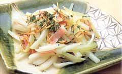 白菜の芯のペペロンチーノ