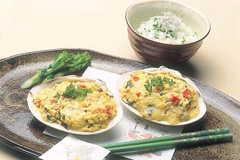 ハマグリの菜種焼と菜の花ごはん