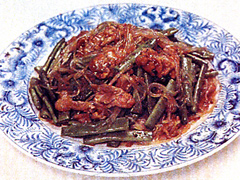 豚肉といんげんと春雨の炒めもの