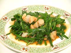 ニラとエビの炒め物