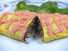 高菜オムライスの明太子ソース