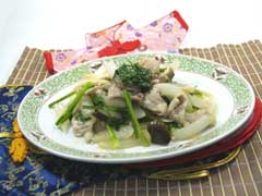 豚肉とエリンギの香菜炒め