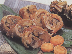 なすの若鶏巻　鍬焼(くわやき)風