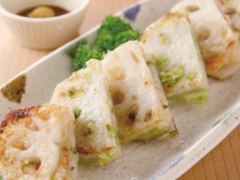 れんこんのえびはさみ焼き